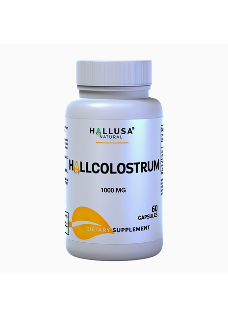 Hallusa Natural Bovine Colostrum Supplement Capsules 1000mg with 10% IgG for Gut Health, Immune & Digestive Support – Natural Energy & Wellness - Non GMO, Gluten Free & Sugar Free – 60 Capsules