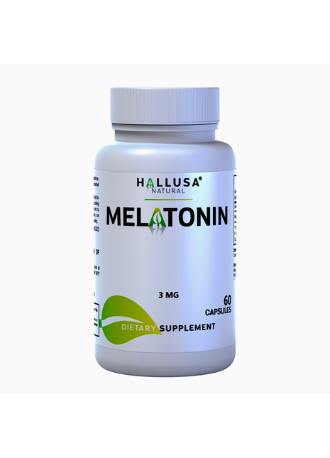 Melatonin - Melatonin 3mg -  Sleep Supplement  - Calm Sleep - Focus Supplement - Relaxium Sleep - Non-Habit Forming,60 Capsules - Hallusa Natural