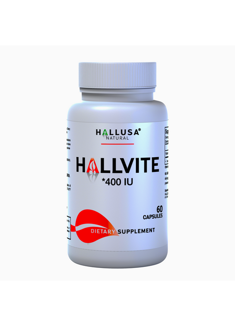 HallVite - Vitamin E - Immune Support Supplement - Skin Vitamins for Women - Natural Antioxidant - Non GMO - Gluten Free - 60 Cap - Hallusa Natural