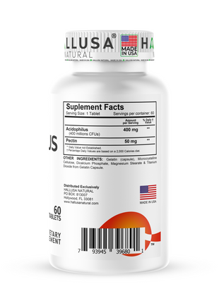 Hallusa Natural - Acidophilus Capsules - Lactobacillus Acidophilus - Probiotics for Men - Probiotics for Women - Vegan, Non-GMO - 60 Tablets