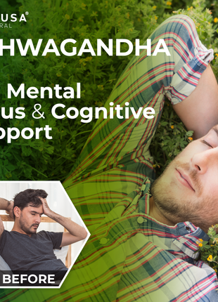 Hallusa Natural Ashwagandha + Black Pepper - Ashwagandha Supplements 1050 mg - Stress Support - Immune Support - Non GMO - 60 Capsules