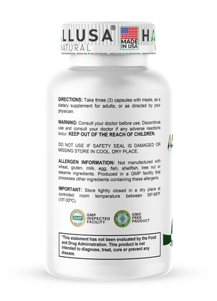 Hallusa Natural Ashwagandha + Black Pepper - Ashwagandha Supplements 1050 mg - Stress Support - Immune Support - Non GMO - 60 Capsules