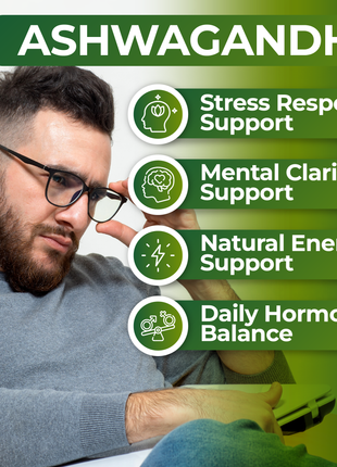 Hallusa Natural Ashwagandha + Black Pepper - Ashwagandha Supplements 1050 mg - Stress Support - Immune Support - Non GMO - 60 Capsules