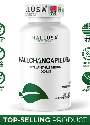 Hallusa Natural - Hall ChancaPiedra Stone Breaker 1000 mg - Kidney Cleanse & Gallbladder Supplement, Urinary Tract Health - 60 Capsules