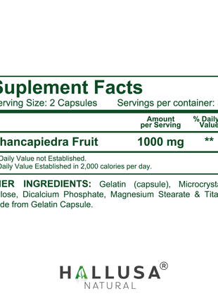 Hallusa Natural - Hall ChancaPiedra Stone Breaker 1000 mg - Kidney Cleanse & Gallbladder Supplement, Urinary Tract Health - 60 Capsules