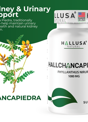 Hallusa Natural - Hall ChancaPiedra Stone Breaker 1000 mg - Kidney Cleanse & Gallbladder Supplement, Urinary Tract Health - 60 Capsules
