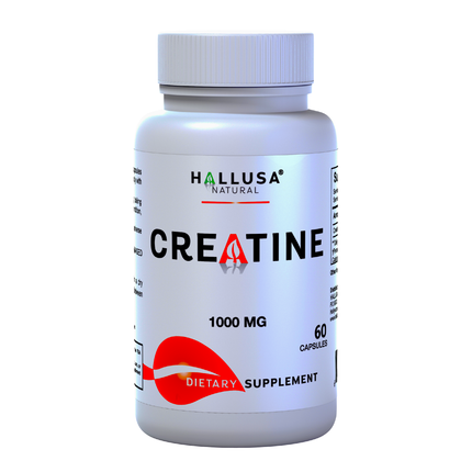 Hallusa Natural - Creatine Monohydrate capsules 1000mg - Muscle Endurance - Muscle Recovery - Muscle Mass - Exercise Supplement