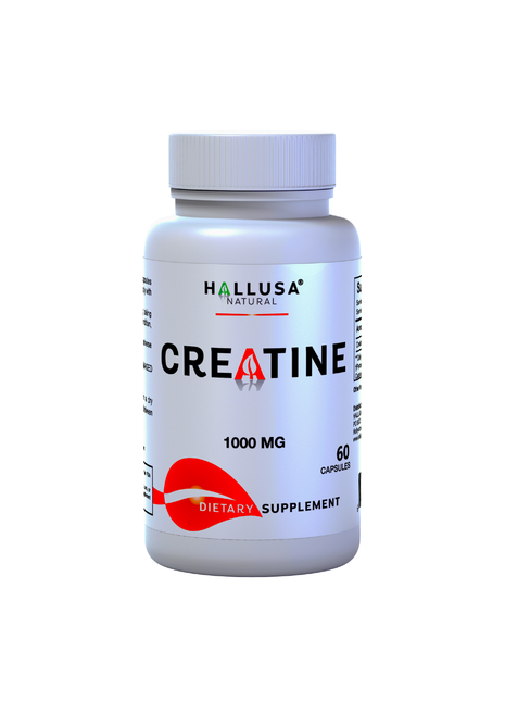 Hallusa Natural - Creatine Monohydrate capsules 1000mg - Muscle Endurance - Muscle Recovery - Muscle Mass - Exercise Supplement