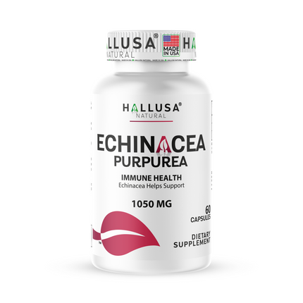 Hallusa Natural Echinacea Purpurea Root 1050mg Max Strength | Immune Support Supplement for Cold & Flu Season | High Potency Echinacea Purpurea Herb | 60 Capsules