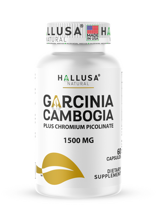 Hallusa Natural - Garcinia Cambogia capsules 1500mg Max Strength | 60% HCA Extract for Appetite Control & Weight Management | Metabolism Support with Chromium Picolinate | 60 Capsules