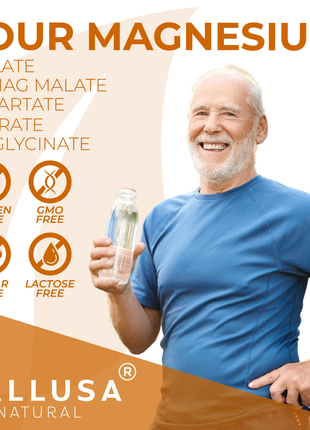 HALL4 MAGNESIUM Complex x 60 Cap Multi-Magnesium Malate, Aspartate, Taurate, Bisglycinate & Curcumin Turmeric – Dietary Supplement Muscles & Nerves – Hallusa Natural