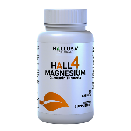 HALL4 MAGNESIUM Complex x 60 Cap Multi-Magnesium Malate, Aspartate, Taurate, Bisglycinate & Curcumin Turmeric – Dietary Supplement Muscles & Nerves – Hallusa Natural