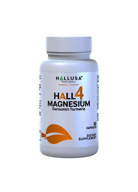 HALL4 MAGNESIUM Complex x 60 Cap Multi-Magnesium Malate, Aspartate, Taurate, Bisglycinate & Curcumin Turmeric – Dietary Supplement Muscles & Nerves – Hallusa Natural