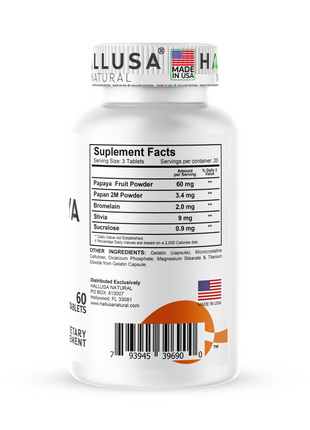 HallPapaya - Papaya - Digestive Enzymes - Fiber Supplement - Super Enzymes - Digestión Supplement - Papaya Fruit - Gluten Free - Non GMO - 60 Capsules