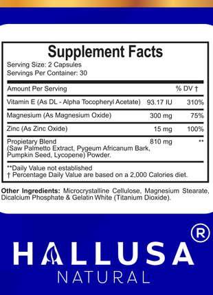 Hallprost Ultra & Hallvigor 120 Cap - Dietary Supplement For Men - Pygeum, Pumpkin Seeds, Vitamin Prostate Formula - Energy Supplements - HALLUSA NATURAL