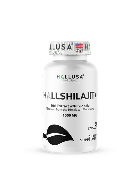 HallShilajit + Extract Fulvic Acid - Supplement 60 Capsules 30 servings /1,000 mg Shilajit per servings - Extract pure Himalayan Organic- Gluten Free- Non-GMO  HALLUSA NATURAL