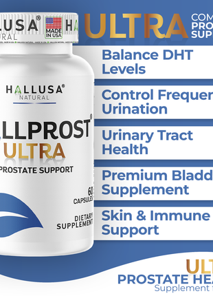 Hallprost Ultra & FREE Hallvigor 120 Capsules - Dietary Supplement For Men - Pygeum, Pumpkin Seeds, Vitamin Prostate Formula - Energy Supplements - HALLUSA NATURAL