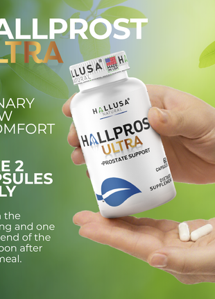 Hallprost Ultra & FREE Hallvigor 120 Capsules - Dietary Supplement For Men - Pygeum, Pumpkin Seeds, Vitamin Prostate Formula - Energy Supplements - HALLUSA NATURAL