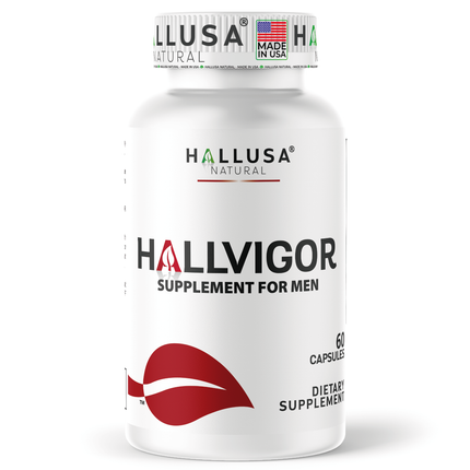 Hallusa Natural - HALLVIGOR - Men’s Daily Multivitamin – Korean Ginseng, Damiana, Saw Palmetto, Biotin, B Complex, Zinc, Royal Jelly – 60 Capsules