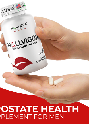 Hallusa Natural - HALLVIGOR - Men’s Daily Multivitamin – Korean Ginseng, Damiana, Saw Palmetto, Biotin, B Complex, Zinc, Royal Jelly – 60 Capsules
