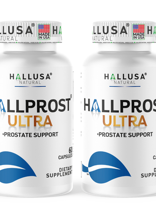 Hallusa Natural HALLPROST Ultra Prostate Health Supplement for Men, Frequent Urination, Saw Palmetto, Lycopene & Pygeum Blend + Zinc, Vitamin E & Magnesium, Urinary Tract Function, 60 Capsules