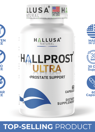 Hallusa Natural HALLPROST Ultra | Prostate Health Supplement for Men | Prostatitis - Inflamed prostate | Frequent Urination | Urinary Tract Function | Saw Palmetto, Lycopene & Pygeum Blend + Zinc, Vitamin E & Magnesium | 60 Capsules