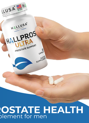 Hallusa Natural HALLPROST Ultra Prostate Health Supplement for Men, Frequent Urination, Saw Palmetto, Lycopene & Pygeum Blend + Zinc, Vitamin E & Magnesium, Urinary Tract Function, 60 Capsules