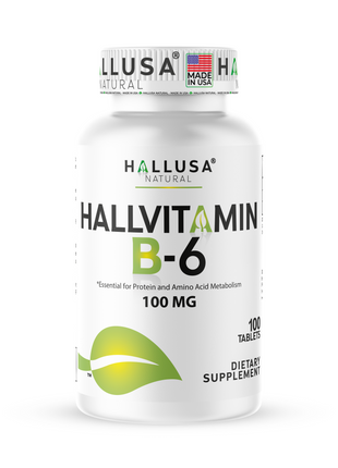 HallVitamin B6 - Vitamin B6 100 mg Essential Energy Supplement & 100 Tablets 100 servings HALLUSA NATURAL