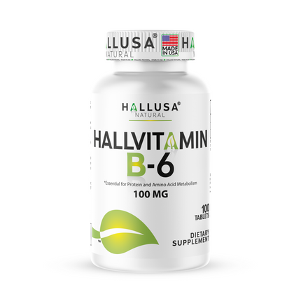 HallVitamin B6 - Vitamin B6 100 mg Essential Energy Supplement & 100 Tablets 100 servings HALLUSA NATURAL