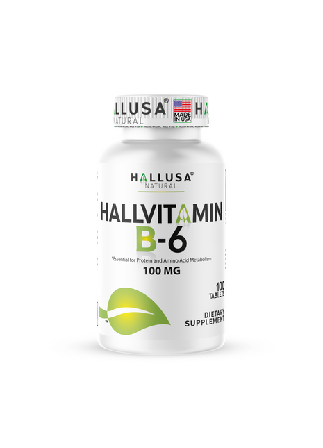 HallVitamin B6 - Vitamin B6 100 mg Essential Energy Supplement & 100 Tablets 100 servings HALLUSA NATURAL