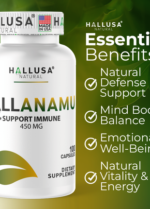 Anamu Root  450 mg - Anamu Capsules Organic - Supplement Anamu Root Herb - Immune System & Energy - Petiveria Allicea - 100 Capsules Hallusa Natural