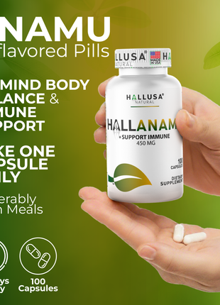 Anamu Root  450 mg - Anamu Capsules Organic - Supplement Anamu Root Herb - Immune System & Energy - Petiveria Allicea - 100 Capsules Hallusa Natural