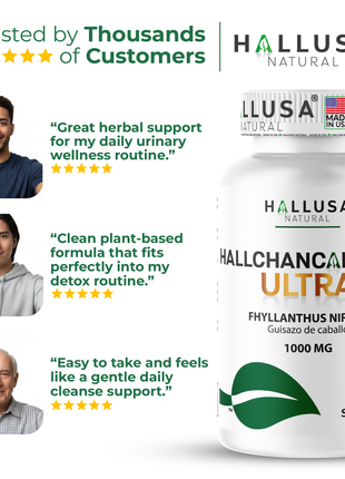 HallChancapiedra Ultra 1000 mg - Extract Chancapiedra and Guisazo de Caballo - Natural Supplement 60 capsules 30 servings vegan gluten free Non-GMO HALLUSA NATURAL