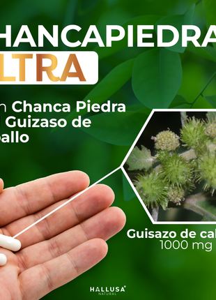 HallChancapiedra Ultra 1000 mg - Extract Chancapiedra and Guisazo de Caballo - Natural Supplement 60 capsules 30 servings vegan gluten free Non-GMO HALLUSA NATURAL