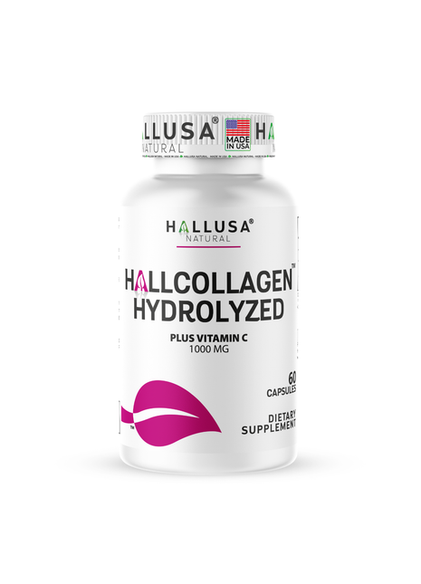 Hallusa Natural - Hydrolyzed Collagen capsules 1000mg Plus Vitamin C - Collagen Pills - Skin, Wrinkles & Anti-Aging - Hair & Nail Strengthening - Joint Pain - 60 Capsules