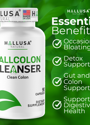 Hallusa Natural - HallColon Cleanser - Gut Cleanse - Detox - Super Colon Cleanse - Digestive Enzymes - 90 Capsules