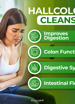 Hallusa Natural - HallColon Cleanser - Gut Cleanse - Detox - Super Colon Cleanse - Digestive Enzymes - 90 Capsules