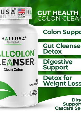 Hallusa Natural - HallColon Cleanser - Gut Cleanse - Detox - Super Colon Cleanse - Digestive Enzymes - 90 Capsules
