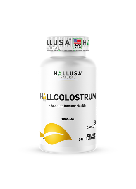 Hallusa Natural Bovine Colostrum Supplement Capsules 1000mg with 10% IgG for Gut Health, Immune & Digestive Support – Natural Energy & Wellness - Non GMO, Gluten Free & Sugar Free – 60 Capsules