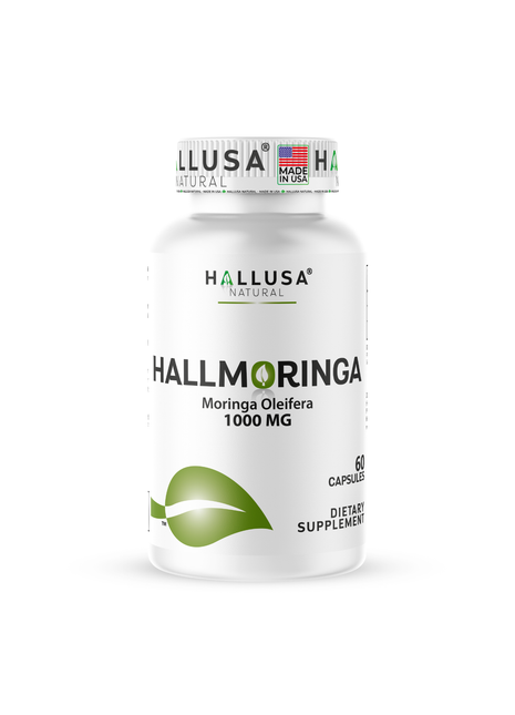 Hallusa Natural Moringa Oleifera Capsules 1000mg – 100% Pure Moringa Leaf Powder – Natural Energy, Immune, Joint, Gut & Digestive Support – Non-GMO Herbal Superfood – 60 Capsules