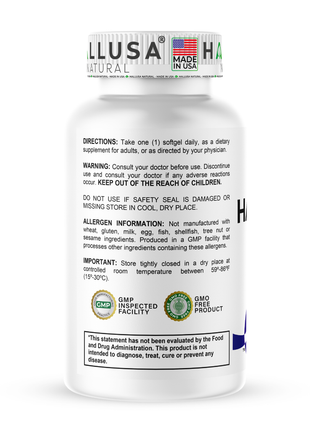 Hallusa Natural - Omega 3 Fish Oil 1000mg – EPA 180mg DHA 120mg – Omega 3 Fatty Acids Supplement – Heart, Eye & Joint Support – 60 Softgels