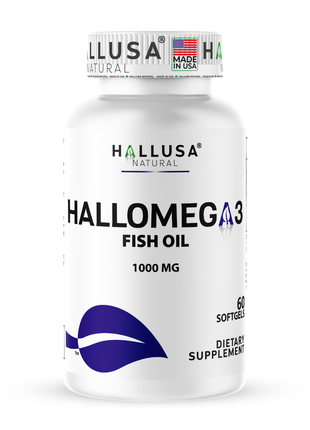 Hallusa Natural - Omega 3 Fish Oil 1000mg – EPA 180mg DHA 120mg – Omega 3 Fatty Acids Supplement – Heart, Eye & Joint Support – 60 Softgels