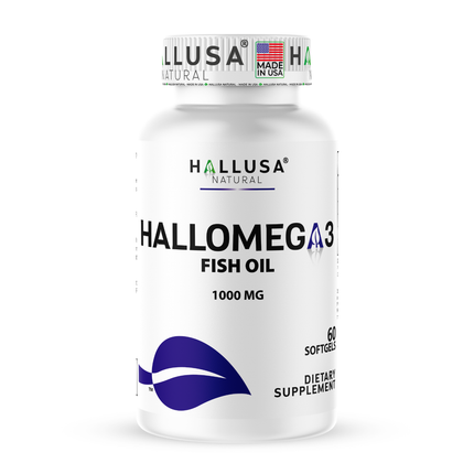 Hallusa Natural - Omega 3 Fish Oil 1000mg – EPA 180mg DHA 120mg – Omega 3 Fatty Acids Supplement – Heart, Eye & Joint Support – 60 Softgels