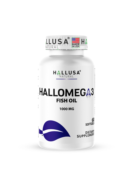 Hallusa Natural - Omega 3 Fish Oil 1000mg – EPA 180mg DHA 120mg – Omega 3 Fatty Acids Supplement – Heart, Eye & Joint Support – 60 Softgels