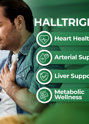 Halltriglic - Omega 3 Fish Oil - DHA 18% EPA 12% - Cholesterol Supplements - Omega 3 Fatty Acids - Blood Pressure Supplements - 100 - Hallusa Natural