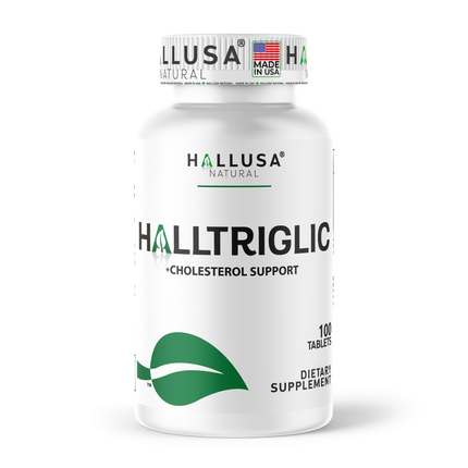 Halltriglic - Omega 3 Fish Oil - DHA 18% EPA 12% - Cholesterol Supplements - Omega 3 Fatty Acids - Blood Pressure Supplements - 100 - Hallusa Natural