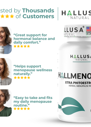 HallMenopaus - Menopause Supplements for Women - Hot Flashes, Night Sweats - Hormone Balance for Women - 60 Capsules - Hallusa Natural