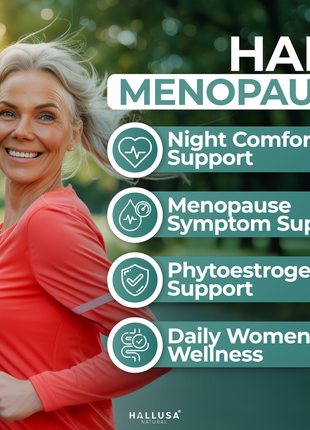 HallMenopaus - Menopause Supplements for Women - Hot Flashes, Night Sweats - Hormone Balance for Women - 60 Capsules - Hallusa Natural
