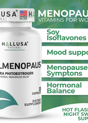 HallMenopaus - Menopause Supplements for Women - Hot Flashes, Night Sweats - Hormone Balance for Women - 60 Capsules - Hallusa Natural
