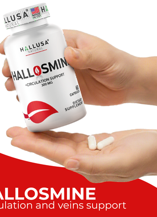 Hallosmine 300mg Diosmin Circulation - Support for Circulation & Veins - Heavy Legs - Diosmin – Diosmine - Diosmina - Circulation & Vein Support Supplement - 60 Capsules - 30 Servings